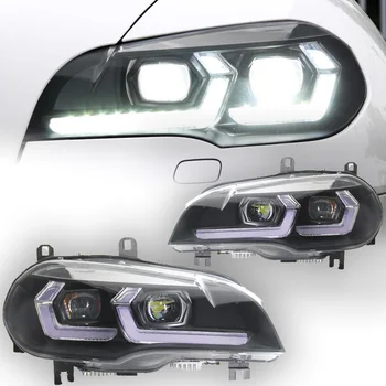 AKD Auto Lukturi BMW X5 E70 LED Lukturu Projektora Objektīvs 2007. - 2013. Gadam Angel Eye DRL Signāls, Galvas Lampas Automobiļu Piederumi