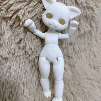 Jaunu 14cm 3D Drukas Sveķu Cat Doll Vairāku Kopīgu Kustamo Balta Āda 1/8 Bjd Apkopot Lelle Meitenes Saģērbt Rotaļlietas