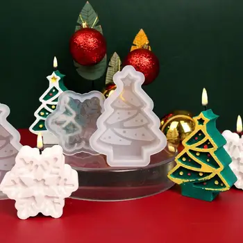 Ziemassvētku Sniegpārsla Roku Ziepes Epoksīda Svece Pelējuma Ziemassvētku Eglīte Aromatizētas Sveces Silikona Veidnē DIY Aromterapijas Silikona Veidnes