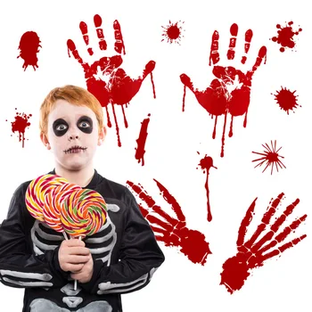 Halloween Dekorēšanai DIY Pēdas Asiņainas Sienas Uzlīmes Asins Handprints Miesnieks Biedējošu Šausmu Zombiju Sienas Uzlīmes Grupa Krājumi
