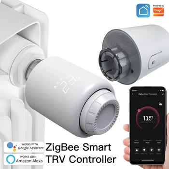 Tuya Smart Zigbee 3.0 termostatiskajiem Vārstu WiFi TRV Attālās Apkures Temperatūras regulators Alexa, Google Home Balss Vadība
