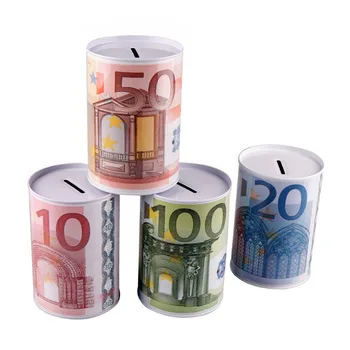 Eiro Dolārs Naudas Kaste Droši Cilindru Cūciņa Banka Bankas Monētu Depozīta Kastes Uzglabāšanai Mājās Apdares 10 20 50 100 10 Dolāru