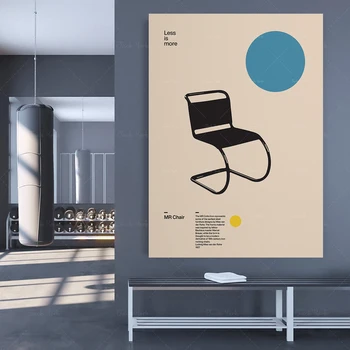 Plakātu PRIEKŠSĒDĒTĀJA Krēslu, Ludwig Mies van der Rohe, Minimālu Mēbeļu Projektēšana Bauhaus Dizaina