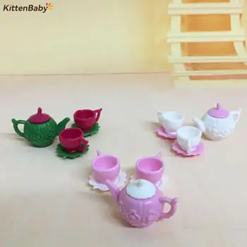 3pcs Virtuves Mini Gudrs Tējas Katlā Cup Plate Set Izlikties, Spēlēt Meitene Lelle Accessiores Namiņš Dekoru Klasisks Rotaļu