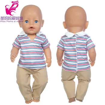 43cm Baby Lelle Drēbes Komplekts Svītru Gadījuma Bikses, kas Piemērotas 18 Collu Meitene Lelle Apģērbs Mazulim Meitene Dāvanu Rotaļlietas Nēsā